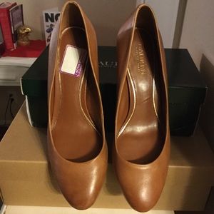 RALPH LAUREN HALA DRESS PM POLO TAN PUMPS